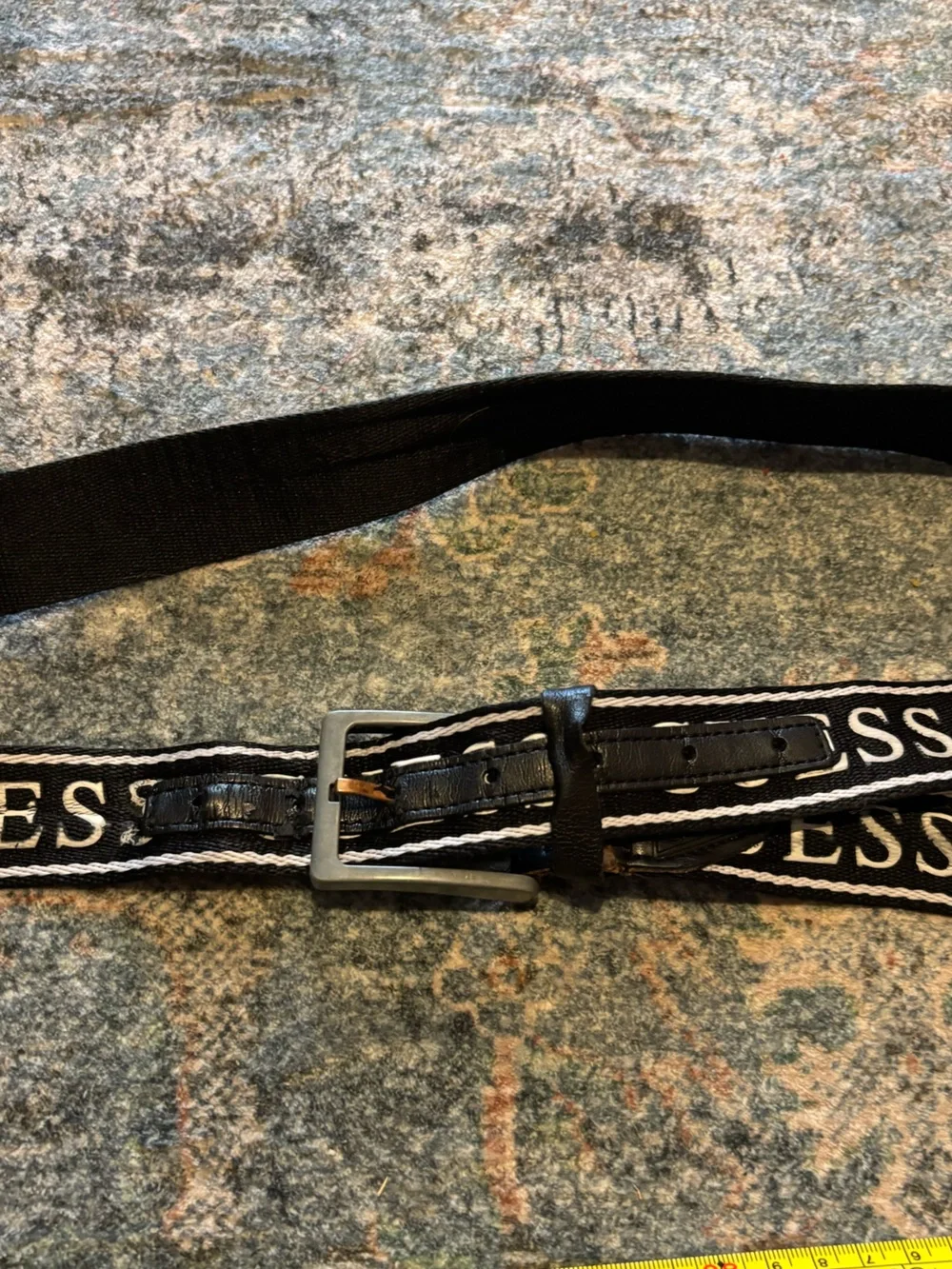 Guess Black and White Logo Webbing Belt
